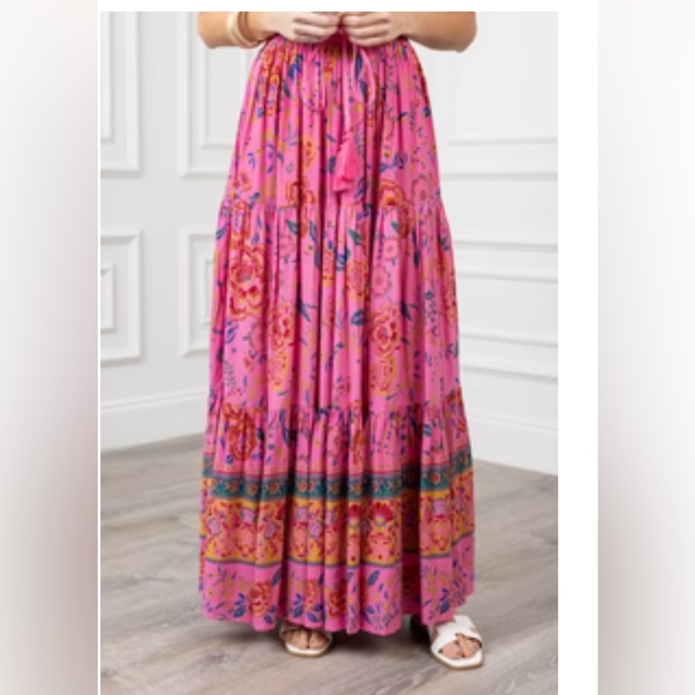 Pinch Vibrant Pink Floral Maxi Skirt